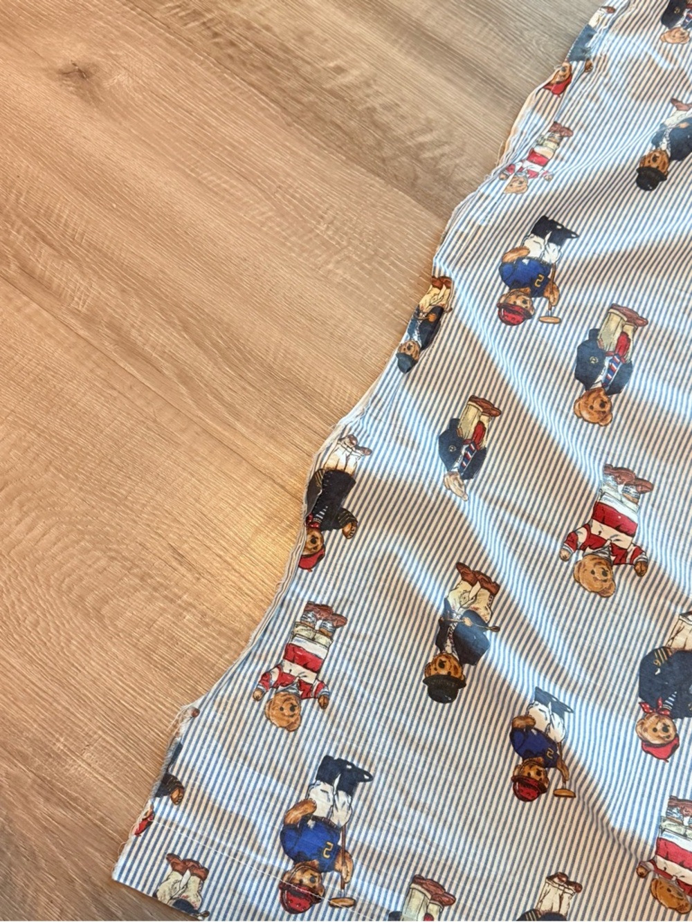 Vintage Ralph Lauren Polo Bear Full Flat Sheet 2 Pillowcases Blue Stripe USA 90s - Picture 10 of 11